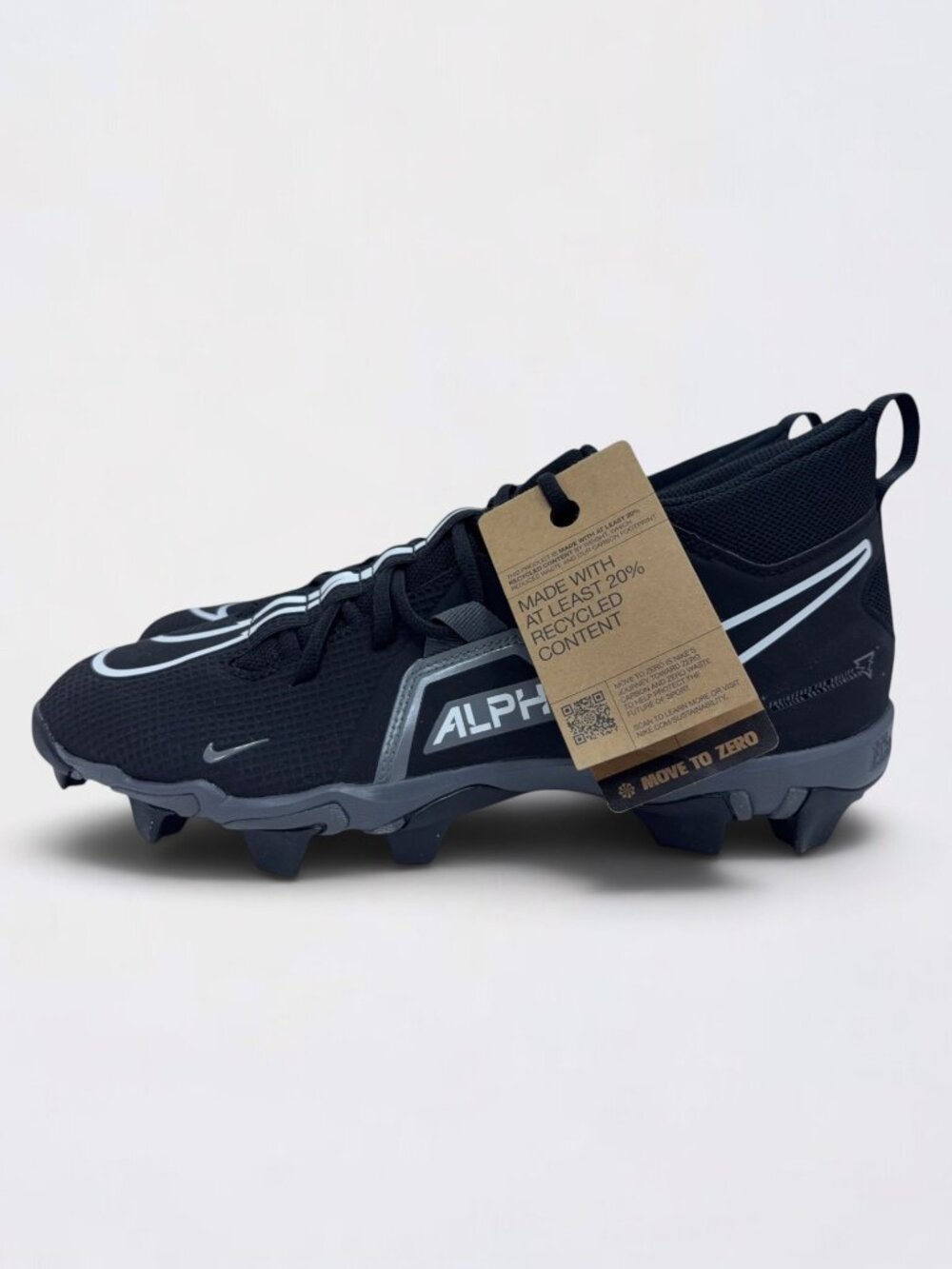 Nike Alpha Menace 3 Shark Football Cleats Men's 10.5 Black White CV0582-010 NWOB
